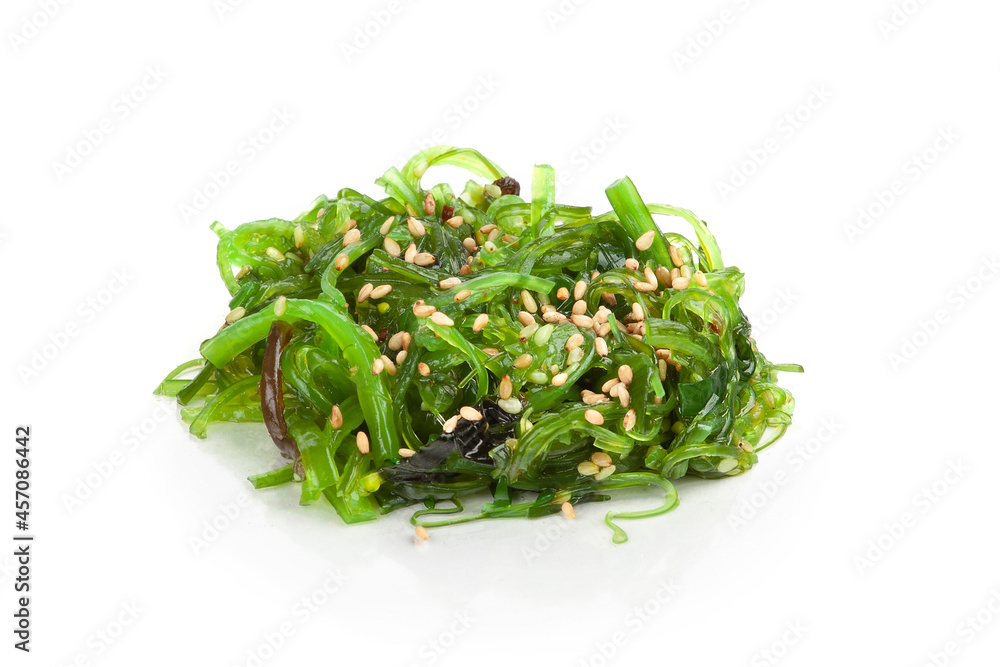 Portion of seaweed on white background. Asian food Portion of seaweed on white background. Asian food