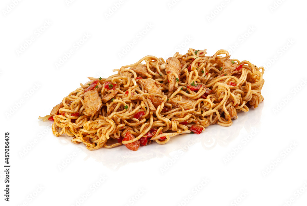 Yakisoba noodles on white background. Asian food Yakisoba noodles on white background. Asian food