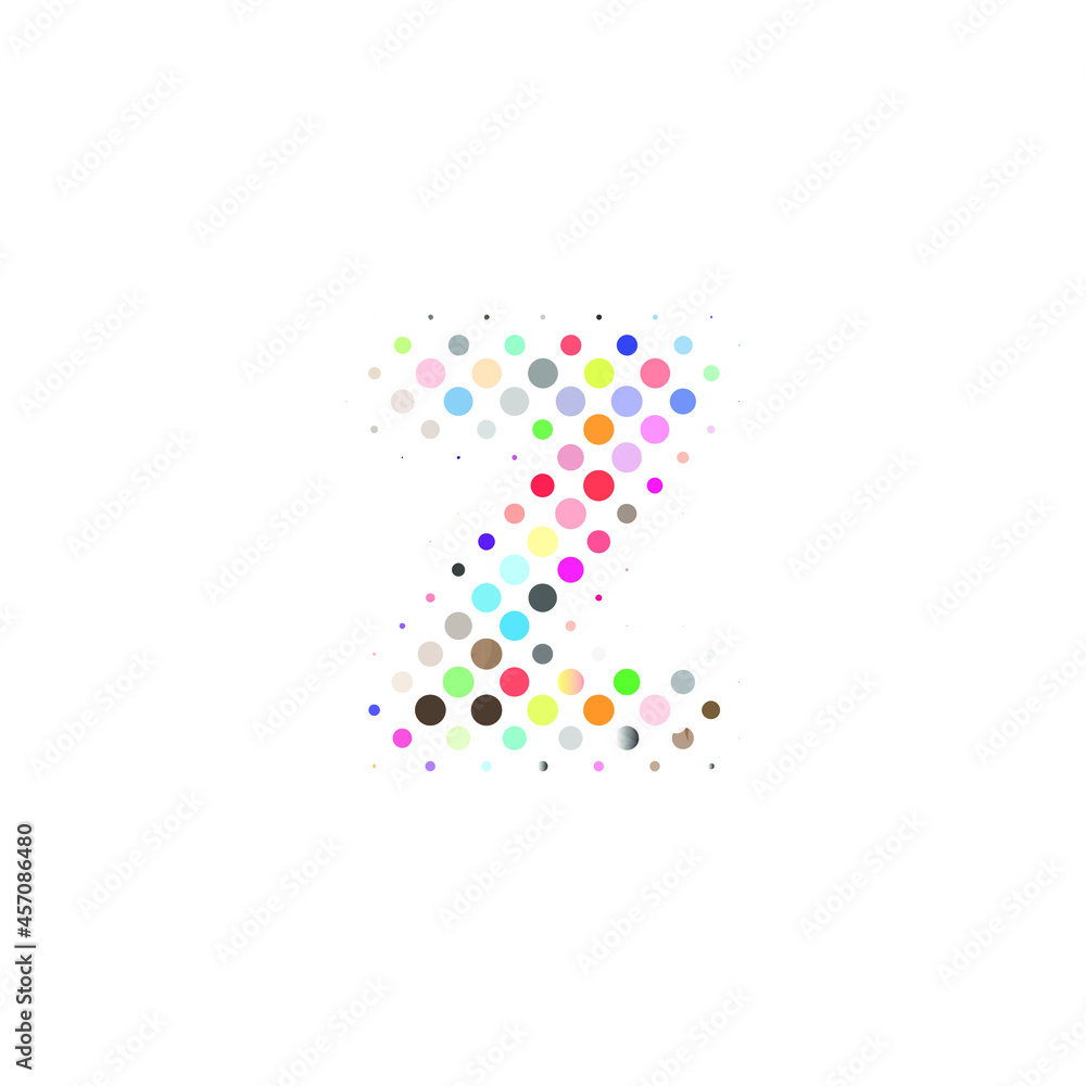 Letter Z logo. Dots logo, dotted shape logotype vector design. colorful Z letter logo in halftone dots style