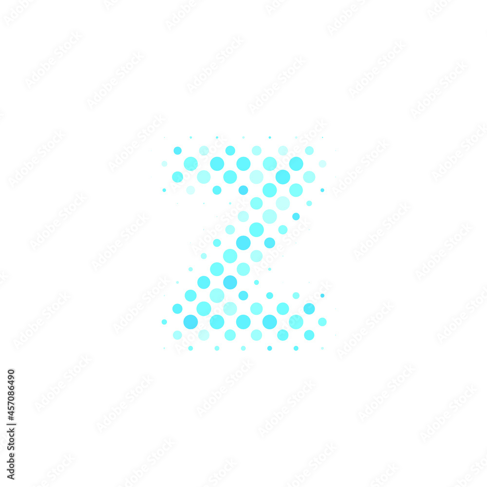 Letter Z logo. Dots logo, dotted shape logotype vector design. Z letter logo in halftone dots style