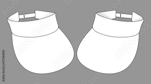 Blank White Sun Visor With Wide Brim Cap Template Vector, Perspective View.