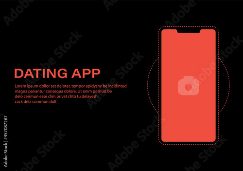 Mobile Dating App UI and UX Alternative Trendy Concept Vector Mockup in Red Color Theme on Frameless Smart Phone Screen Isolated on Dark Background