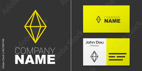 Logotype line Gem stone icon isolated on grey background. Jewelry symbol. Diamond. Logo design template element. Vector