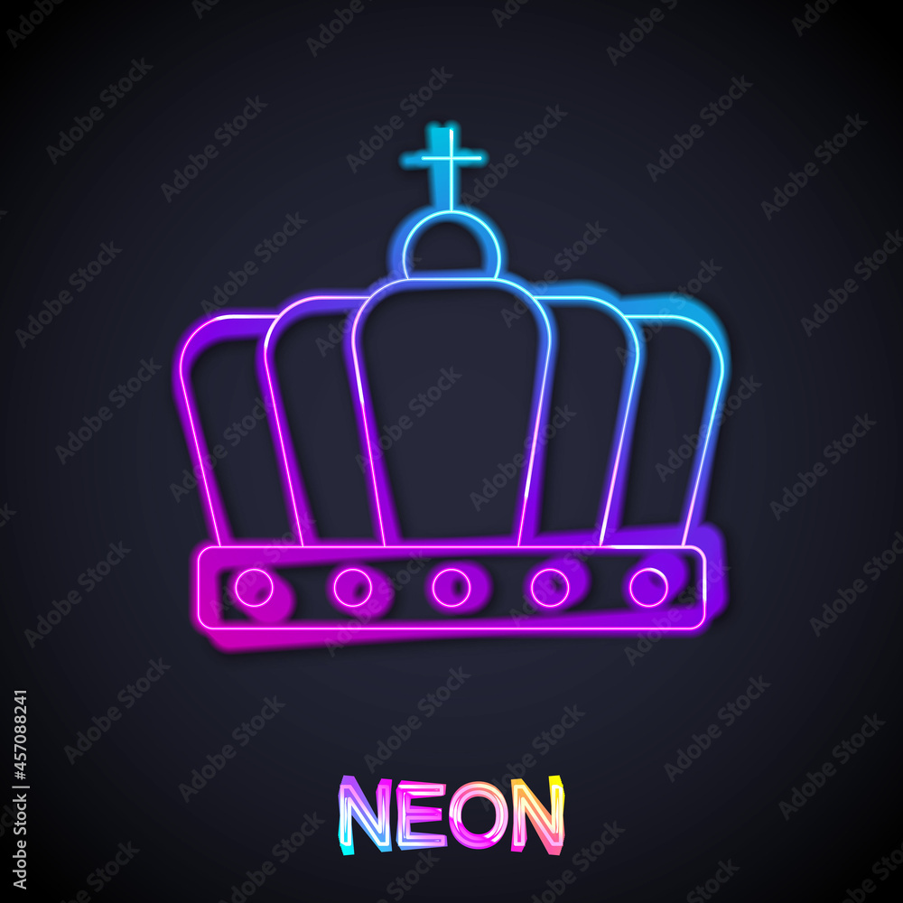 Glowing neon line King crown icon isolated on black background. Vector Glowing neon line King crown icon isolated on black background. Vector