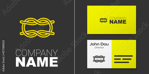 Logotype line Nautical rope knots icon isolated on grey background. Rope tied in a knot. Logo design template element. Vector