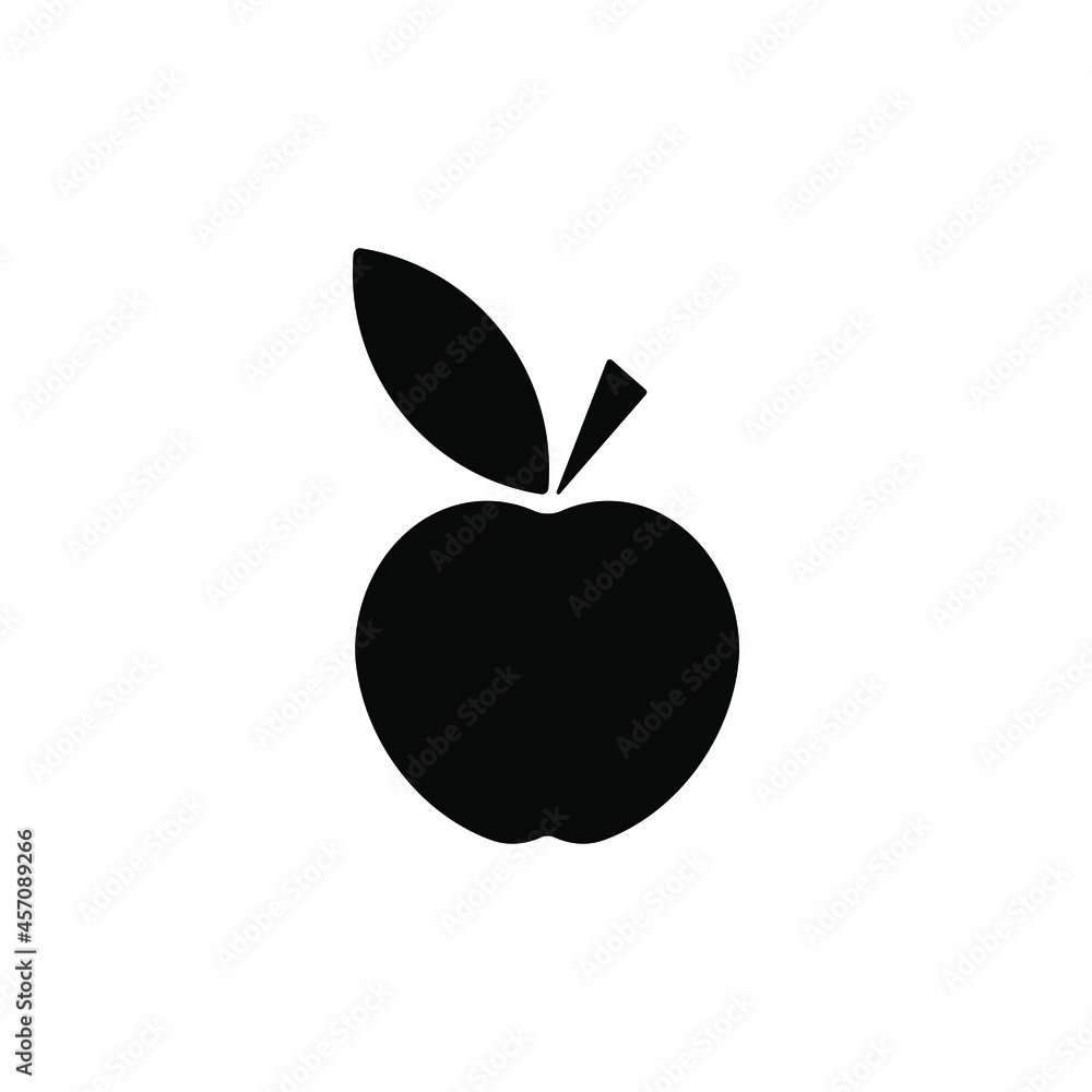Black apple icon. Vector illustration isolated on white background. Black apple icon. Vector illustration isolated on white background.