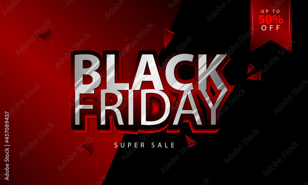Black Friday Sale banner. Geometric abstract design with black and white typography. Template for promotion, advertising, web, poster