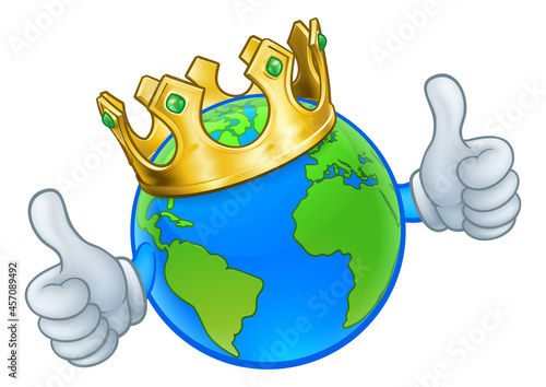 King Earth Globe World Mascot Cartoon Character