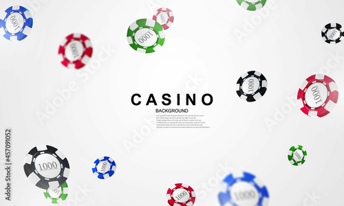 casino Online. Smartphone or mobile phone, slot machine, casino chips flying realistic tokens for gambling, cash for roulette or poker,