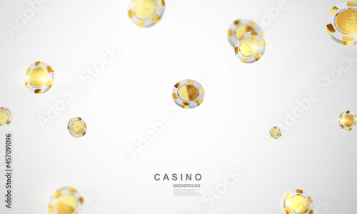 casino Online. Smartphone or mobile phone, slot machine, casino chips flying realistic tokens for gambling, cash for roulette or poker,