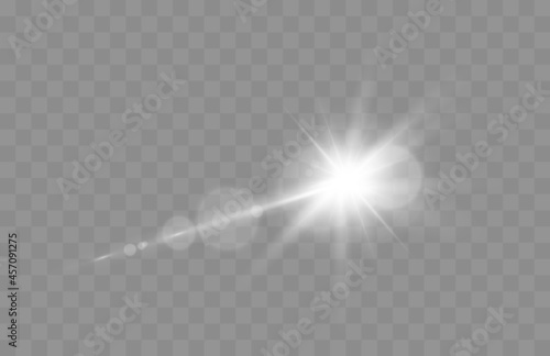 Lens flare vector illustration. Glowing spark light effect isolated on transparent background.