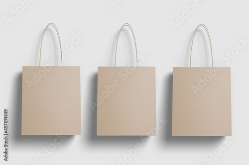 Blank Shopping Bag For Branding Mockup. 3D Render.