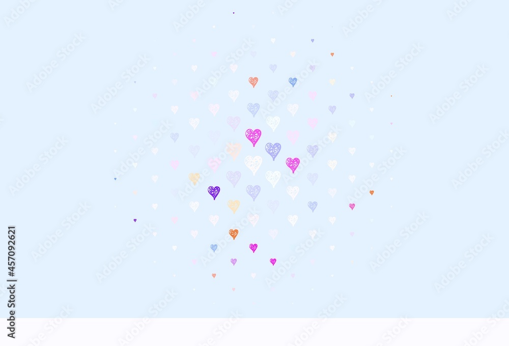 Light Blue, Red vector background with hearts. Light Blue, Red vector background with hearts.