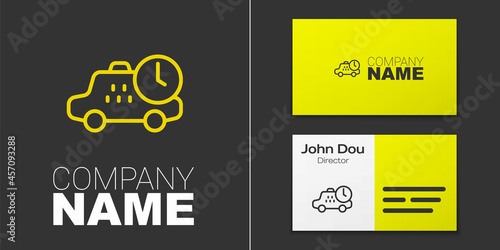 Logotype line Taxi waiting time icon isolated on grey background. Car deadline, schedule ride. Logo design template element. Vector