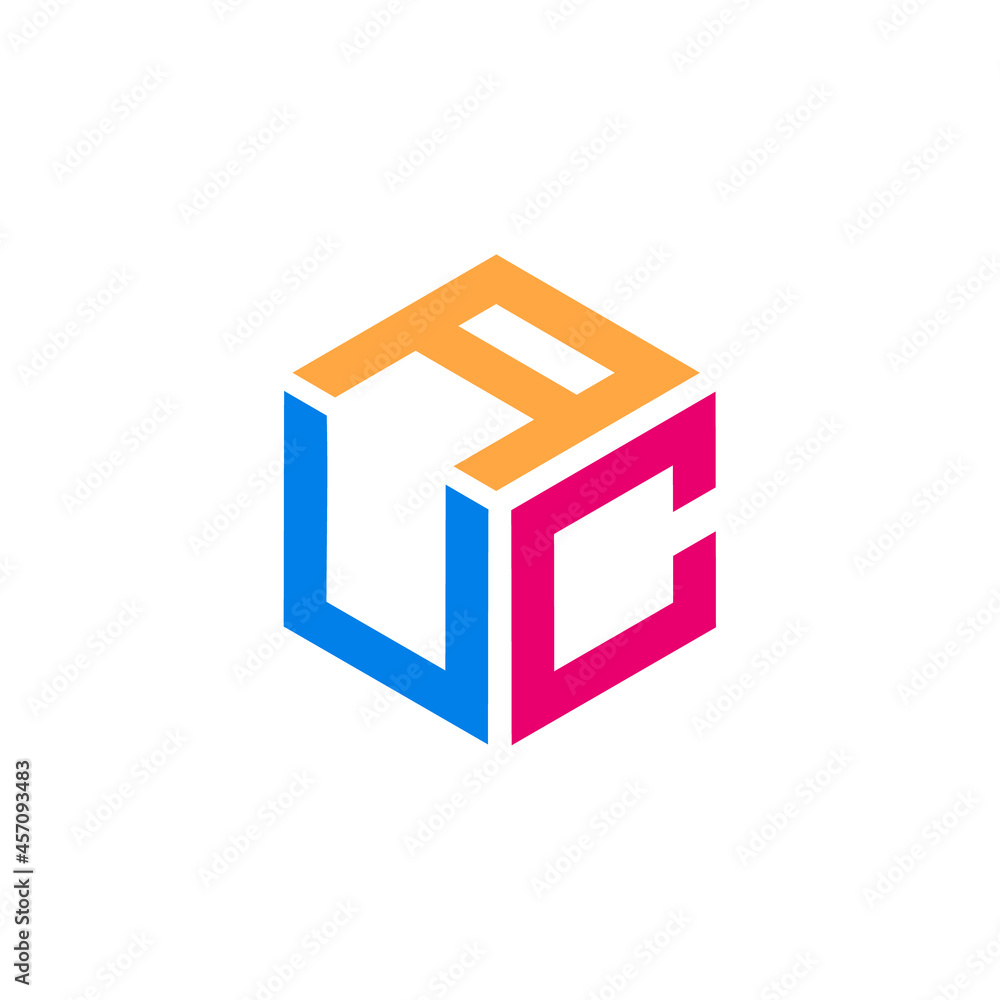 Initial letter AUC hexagon shape Initial letter AUC hexagon shape