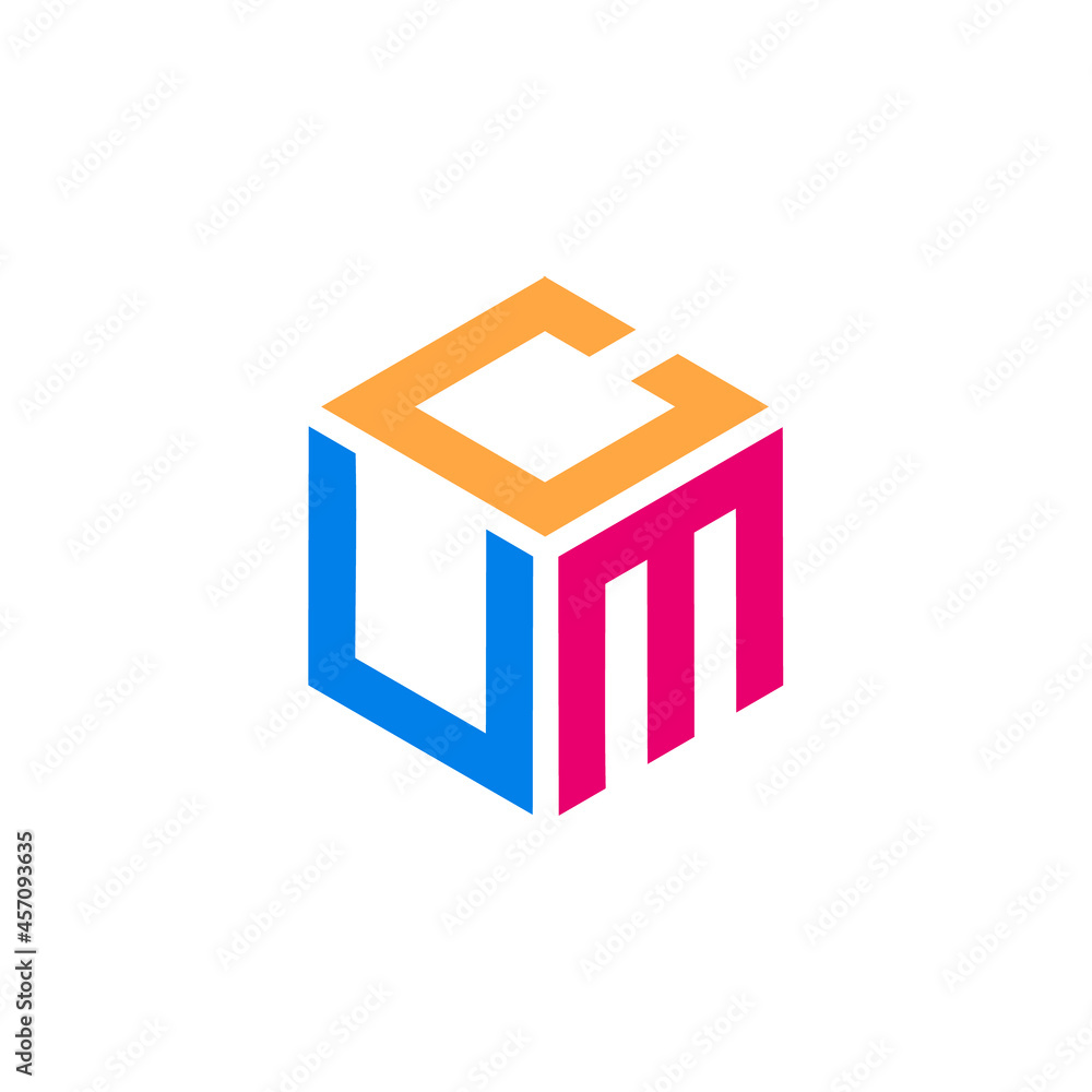 Initial letter CUM hexagon shape Initial letter CUM hexagon shape