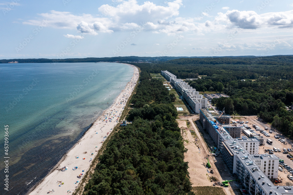 A view from a drone on the Prora building in Germany.