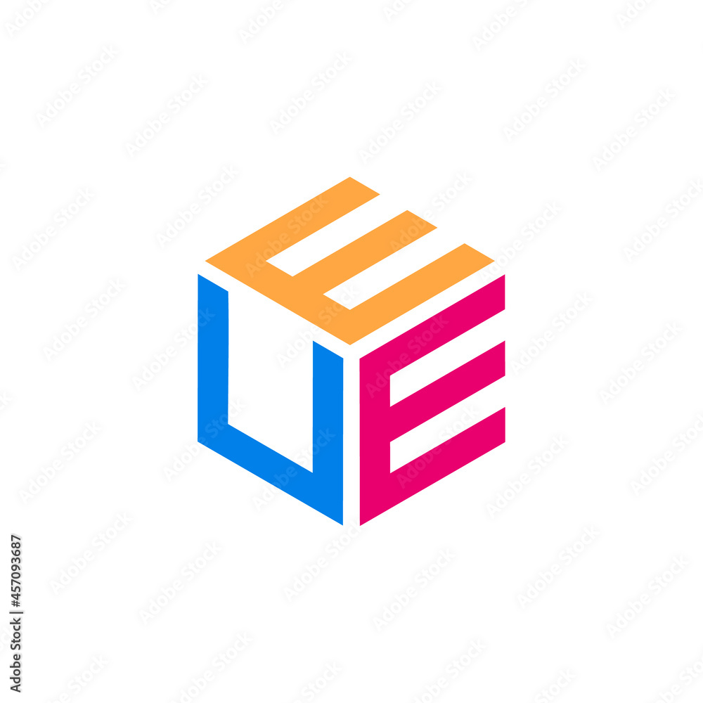 Initial letter EUE hexagon shape Initial letter EUE hexagon shape