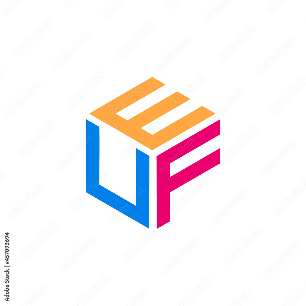 Initial letter EUF hexagon shape Initial letter EUF hexagon shape