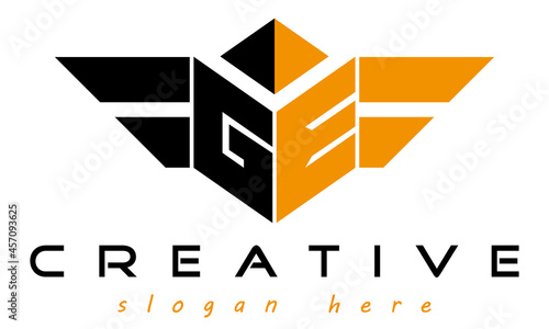 wings GE letter logo with polygon shape logo design vector, business logo, icon shape logo, stylish logo template