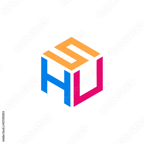 Initial letter SHU hexagon shape