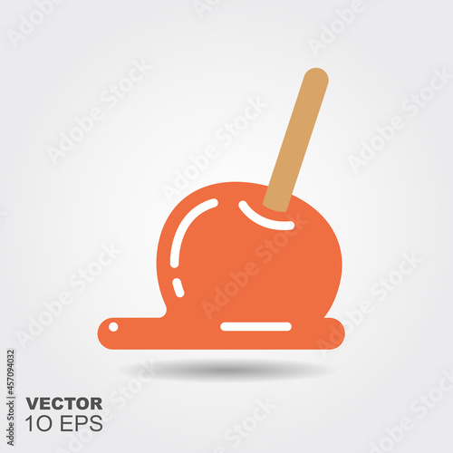 Candy apple. Flat silhouette icon with shadow