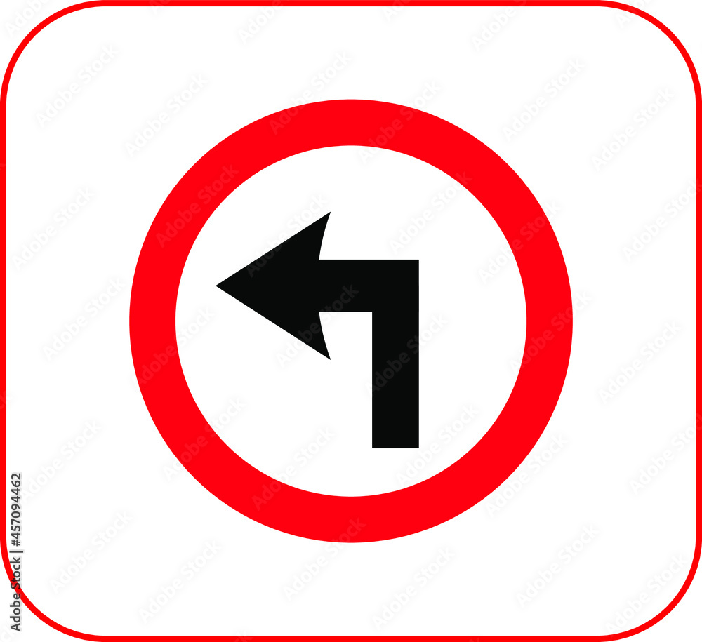 sign traficc on a white background, Turn Left sign, one way left, standard Brazilian legislation sign traficc on a white background, Turn Left sign, one way left, standard Brazilian legislation