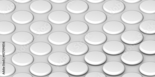 Fototapeta Naklejka Na Ścianę i Meble -  3d render of an abstract white background. Illustration of white circles buttons.  white background. 