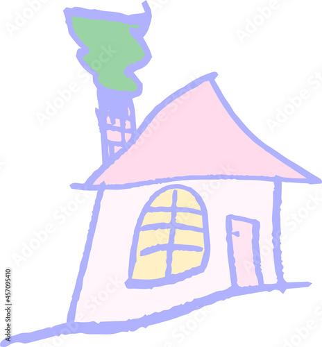 子供が描いた家のかわいい落書き お家 一軒家