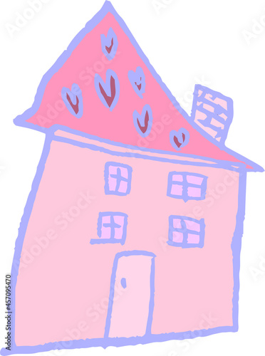 子供が描いた家のかわいい落書き お家 一軒家
