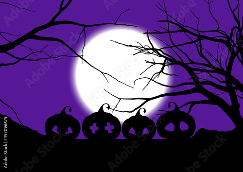 Halloween background with spooky pumpkins