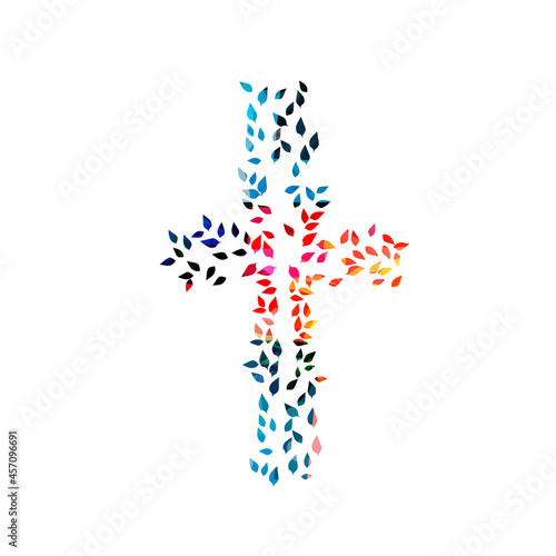 Christian cross isolated vector illustration. Religion themed background. Design for Christianity, prayer and care, church charity, help and support
