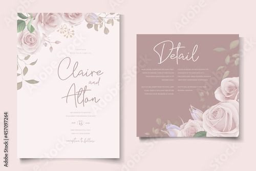 Beautiful flower wedding invitation card template