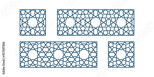Set of templates Islamic pattern for laser cutting or paper cut for interior design. Vector illustration.
