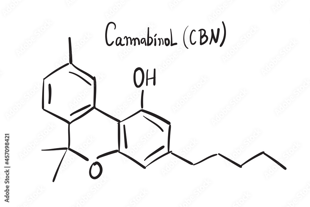 Cannabinol Molecule Formula Hand Drawn Imitation Icon Cannabinol Molecule Formula Hand Drawn Imitation Icon