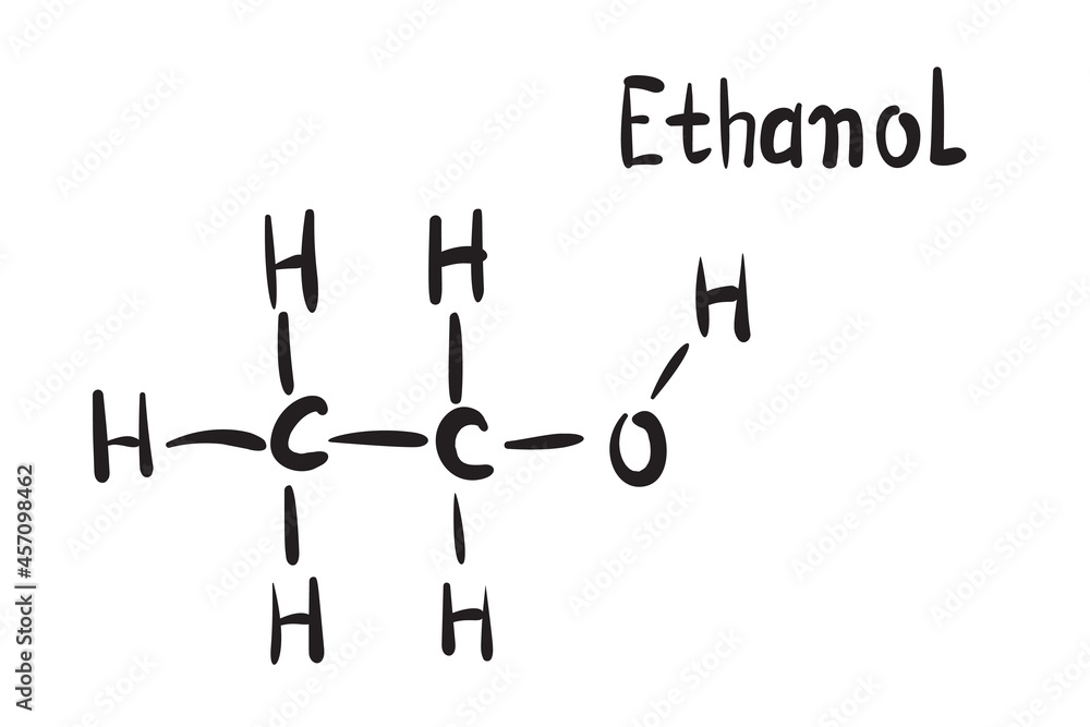 Ethanol Molecule Formula Hand Drawn Imitation Icon Ethanol Molecule Formula Hand Drawn Imitation Icon