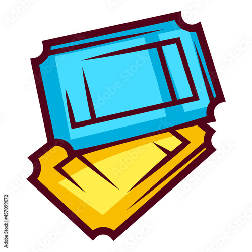 Illustration of tickets in cartoon style. Cute funny object.