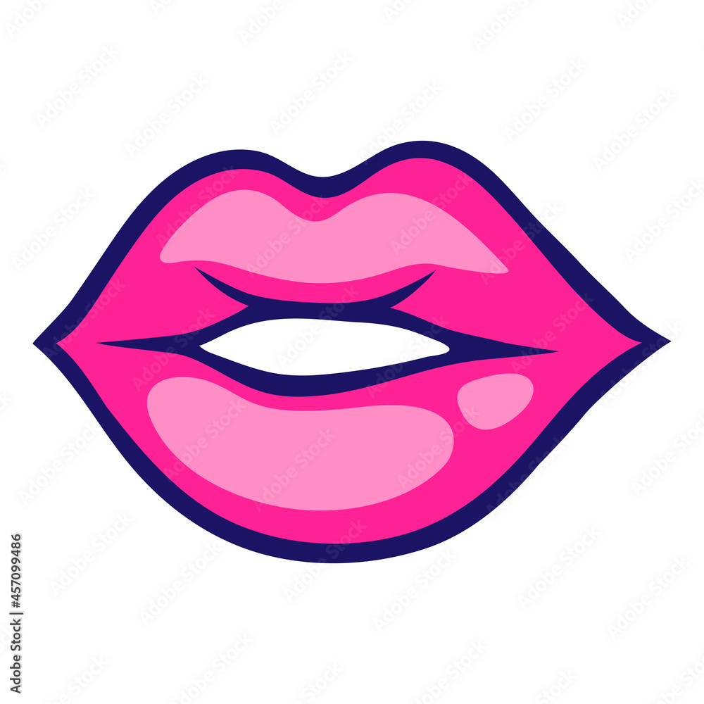 Illustration of lips in cartoon style. Cute funny object. Illustration of lips in cartoon style. Cute funny object.