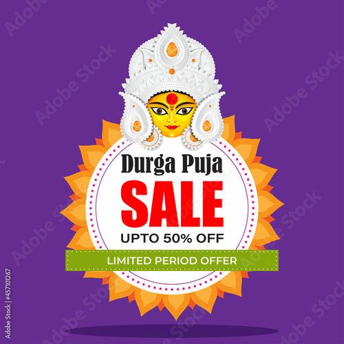 vector illustration for Durga puja sale banner, flyer, poster