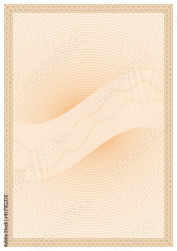 Certificate with guillotine grid and frame, design for diploma, award document, background for securities protection, vector