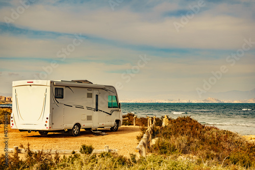 Camper camping on sea, Spain