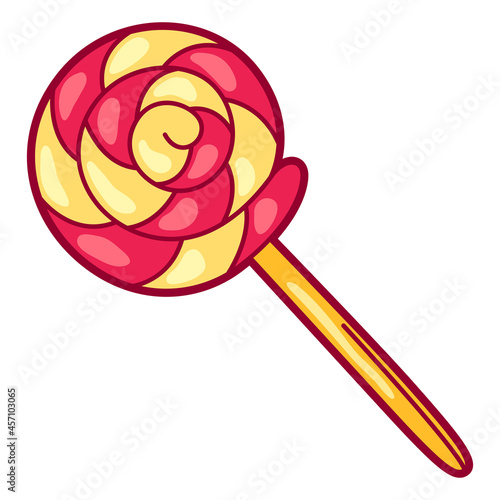 Illustration of lolipop in cartoon style. Cute funny character.