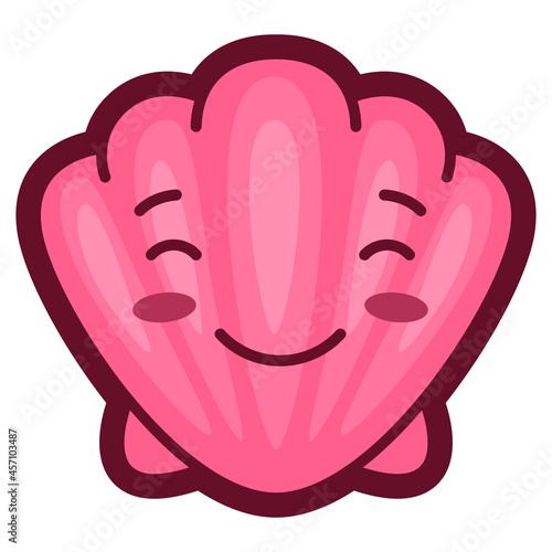 Illustration of shell in cartoon style. Cute funny character.