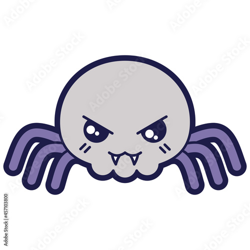 Illustration of spider in cartoon style. Happy Halloween angry character.