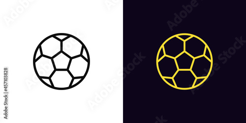 Outline soccer ball icon, with editable stroke. Linear football sign, sport pictogram