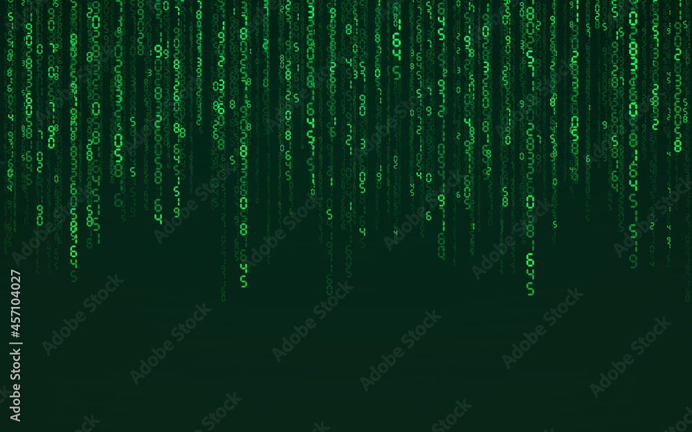 Green matrix digital background. Falling numbers digital network technology. Futuristic cyberspace. Vector illustration Green matrix digital background. Falling numbers digital network technology. Futuristic cyberspace. Vector illustration