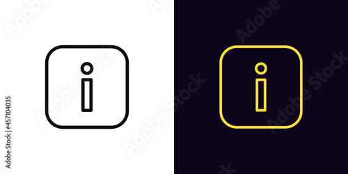 Outline info icon, with editable stroke. Linear information sign, inform pictogram