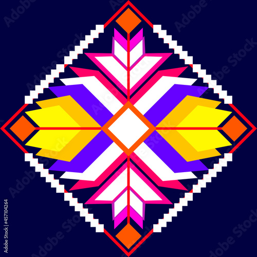 Geometric ethnic pattern traditional Design for background,carpet,wallpaper,clothing,wrapping,Batik,fabric,sarong,Vector illustration embroidery style.