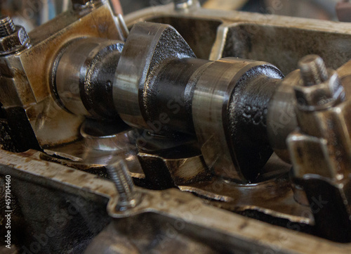 parts of disassembled engine, which was operated for a long time