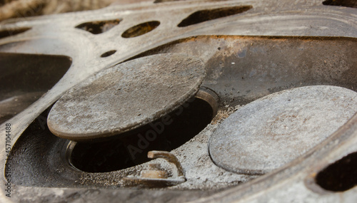 parts of disassembled engine, which was operated for a long time